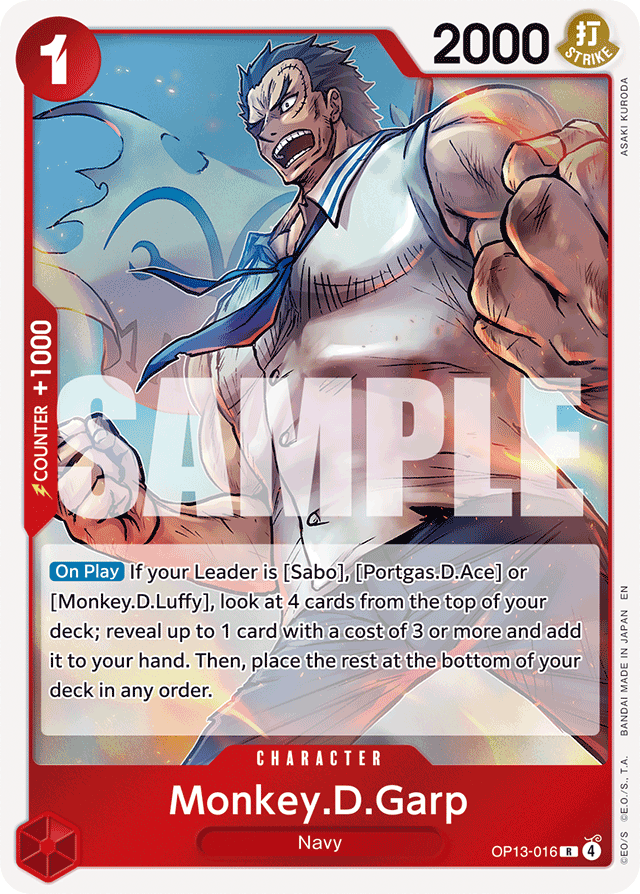 Monkey.D.Garp - OP13-016 - Rare - Carrying On His Will