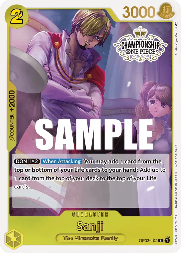 Sanji - OP03-102 - Rare (Store Championship Stamp) - Pillars of Strength