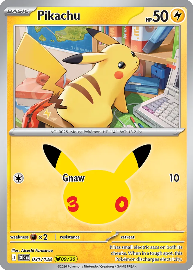 Pikachu - 031/128 - 30th Celebration