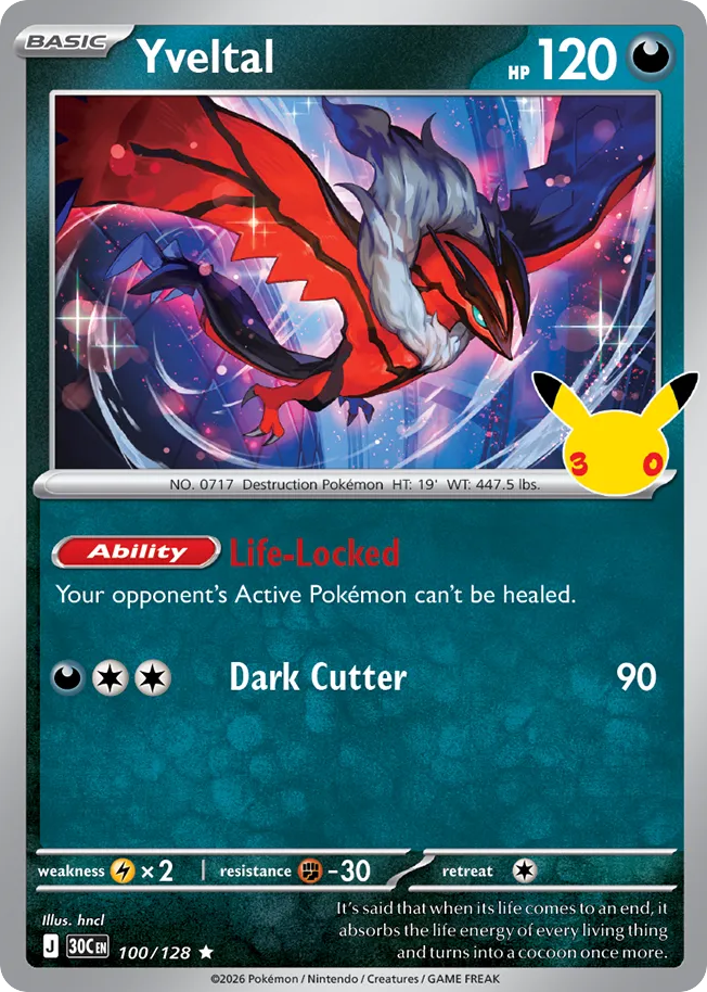 Yveltal - 100/128 - 30th Celebration
