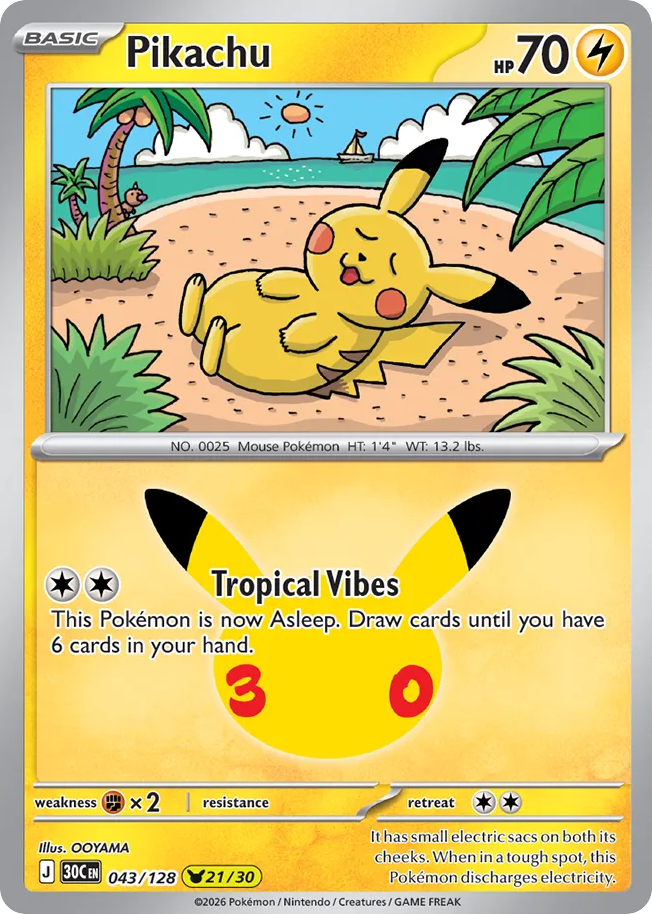 Pikachu - 043/128 - 30th Celebration