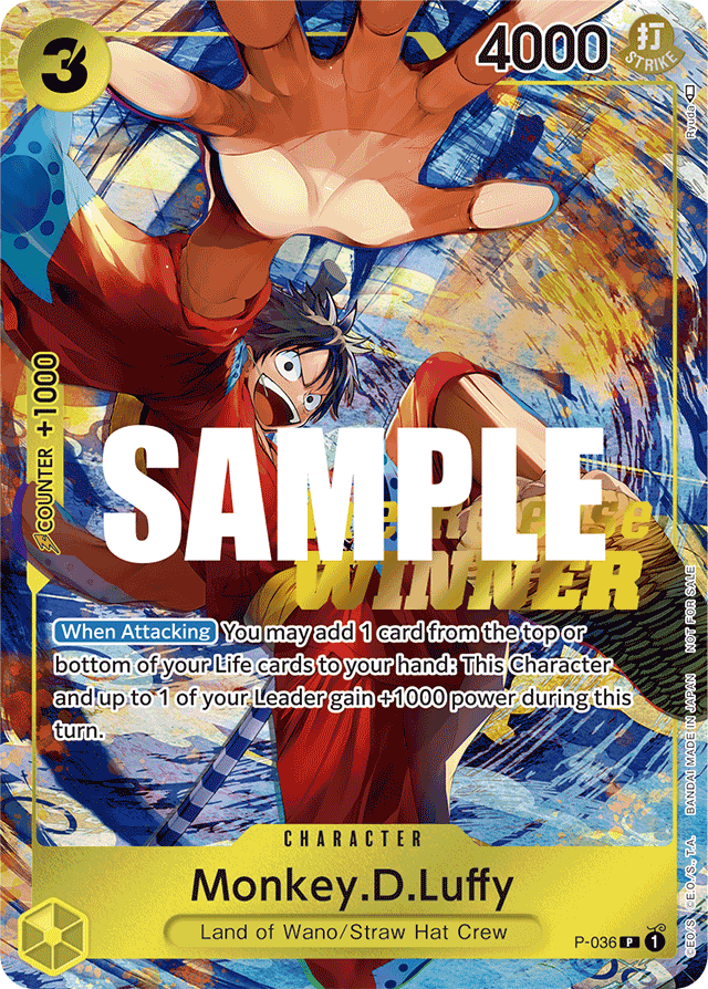Monkey.D.Luffy - P-036 - Promo (Pre Release Winner Stamp) - Promos