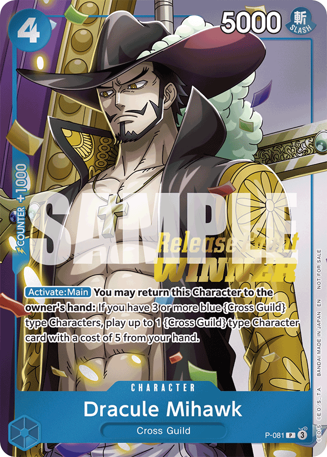 Dracule Mihawk - P-081 - Promo (Release Event Winner Stamp) - Promos