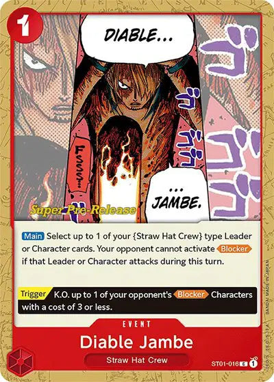 Diable Jambe - ST01-016 - Super Pre-Release Starter Deck 1: Straw Hat Crew