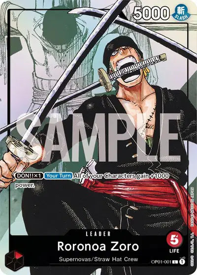 Roronoa Zoro - OP01-001 (Alternate Art) - OP01-001 - One Piece Promotion Cards