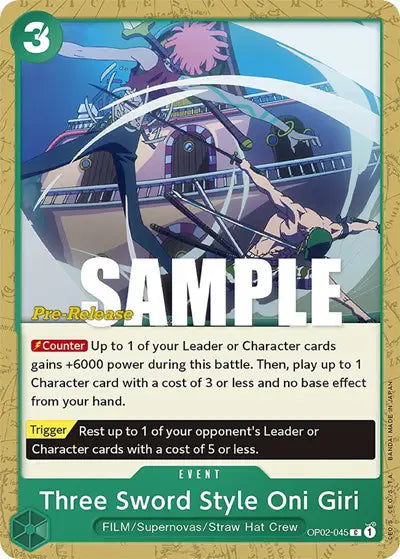Three Sword Style Oni Giri - OP02-045 - Paramount War Pre-Release Cards