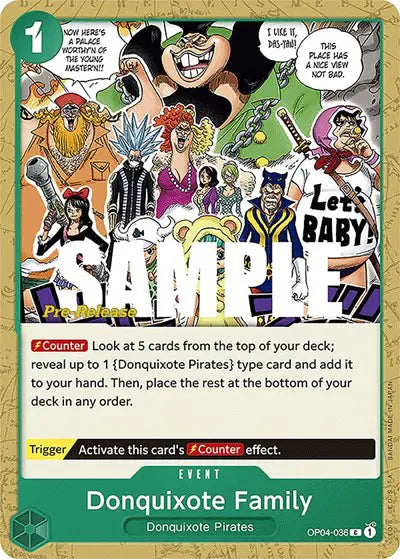 Donquixote Family - OP04-036 - Kingdoms of Intrigue Pre-Release Cards