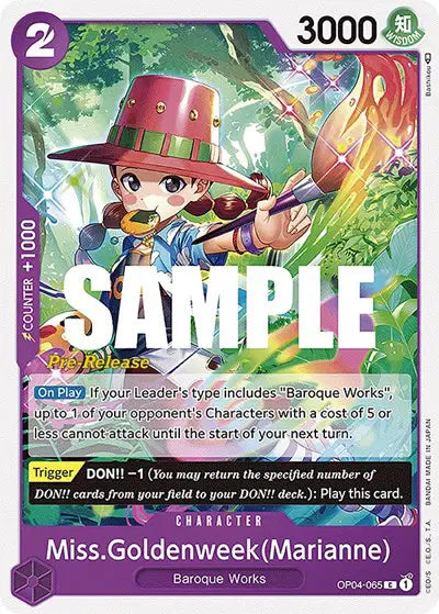 Miss.Goldenweek(Marianne) - OP04-065 - Kingdoms of Intrigue Pre-Release Cards