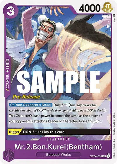 Mr.2.Bon.Kurei(Bentham) - OP04-069 - Kingdoms of Intrigue Pre-Release Cards
