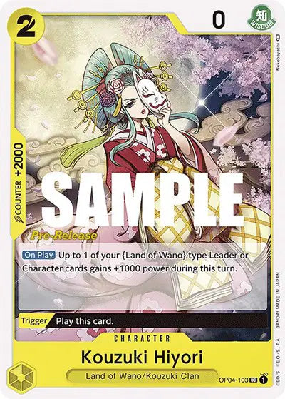 Kouzuki Hiyori - OP04-103 - Kingdoms of Intrigue Pre-Release Cards