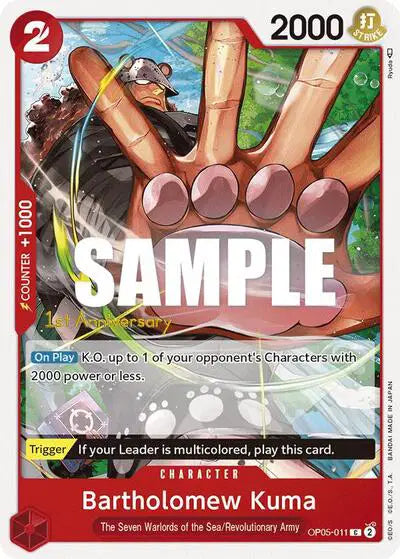 Bartholomew Kuma - OP05-011 - Awakening of the New Era: 1st Anniversary Tournament Cards