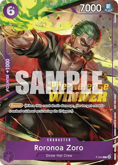 Roronoa Zoro (OP-06 Pre-Release Tournament) [Winner] - P-045 - One Piece Promotion Cards