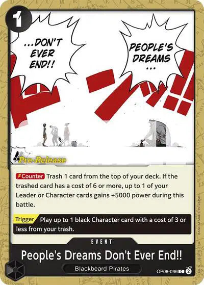 People's Dreams Don't Ever End!! - OP08-096 - Two Legends Pre-Release Cards