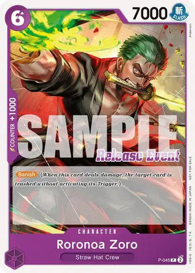 Roronoa Zoro (ST15 - ST20 Release Event Pack) - P-045 - One Piece Promotion Cards
