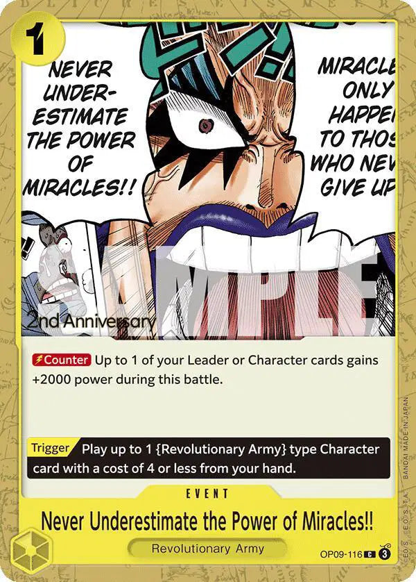 Never Underestimate the Power of Miracles!! - OP09-116 - Emperors in the New World Pre-Release Cards