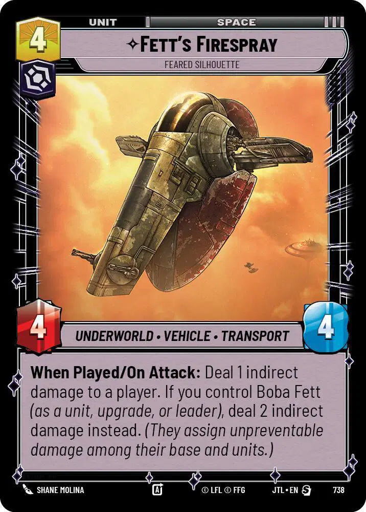 Fett's Firespray - Feared Silhouette (Foil) - JTL-738 - Jump to Lightspeed
