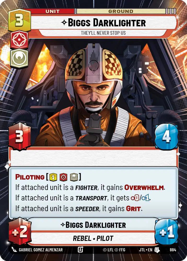 Biggs Darklighter - They'll Never Stop Us (Hyperspace Foil) - JTL-884 - Jump to Lightspeed