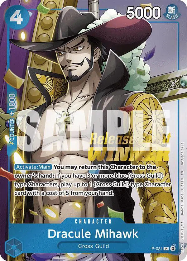 Dracule Mihawk (A Fist of Divine Speed Release Event Winner) - P-081 - One Piece Promotion Cards