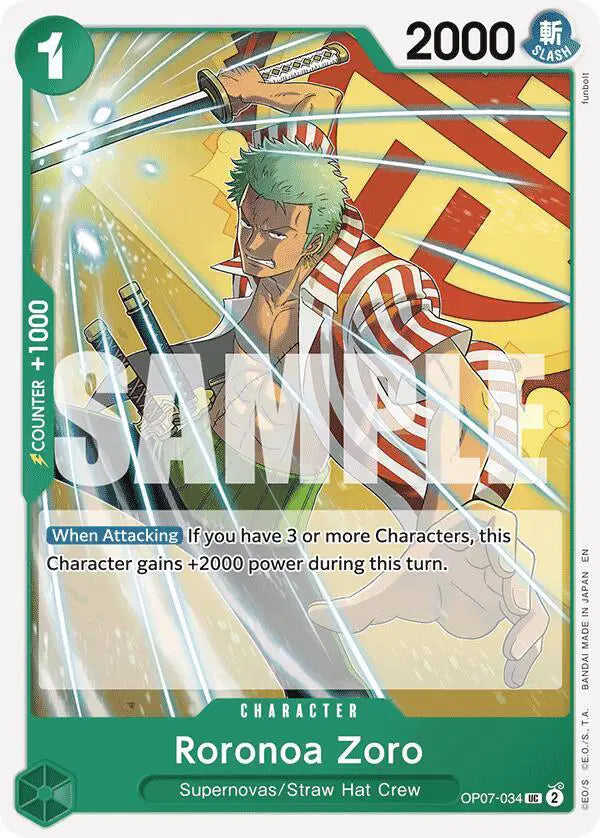 Roronoa Zoro (Reprint) - OP07-034 - Starter Deck 24: GREEN Jewelry Bonney