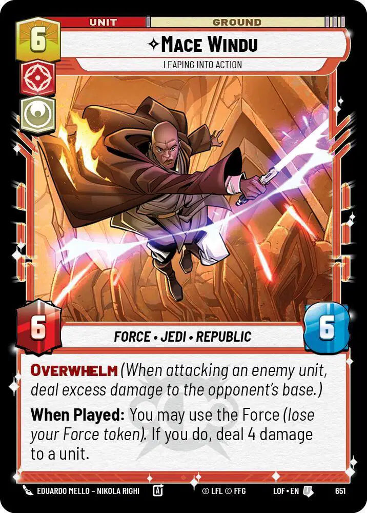 Mace Windu - Leaping into Action (Foil) - LOF-651 - Legends of the Force