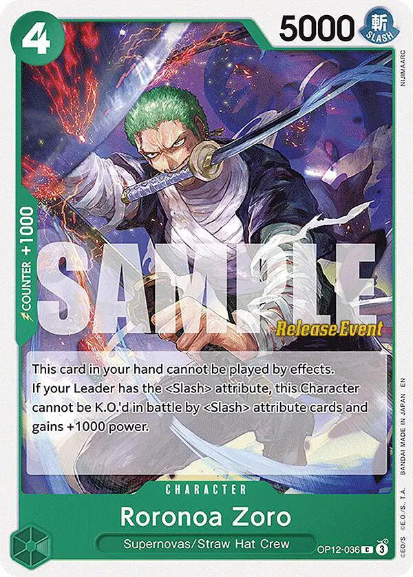 Roronoa Zoro (036) - OP12-036 - Legacy of the Master Release Event Cards