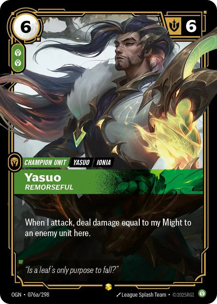 Yasuo - Remorseful (Alternate Art) - 076a/298 - Origins