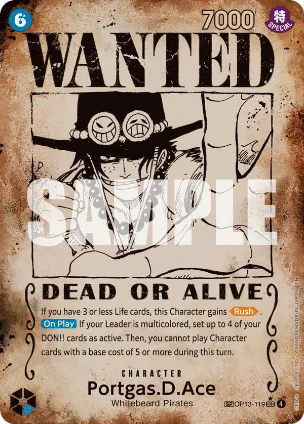 Portgas.D.Ace (119) (Wanted Poster) - OP13-119 - Carrying On His Will