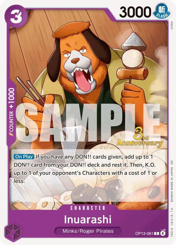 Inuarashi - OP13-061 - Carrying On His Will: 3rd Anniversary Tournament Cards