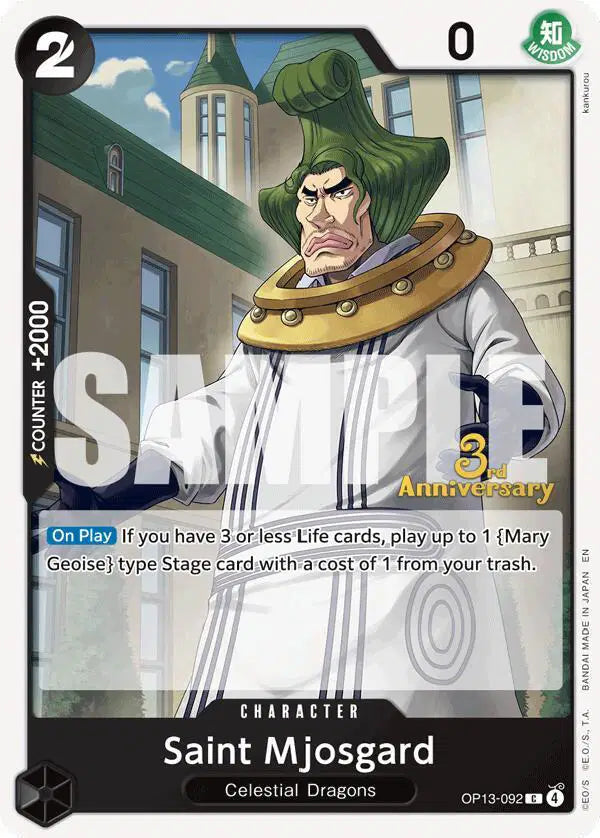 Saint Mjosgard - OP13-092 - Carrying On His Will: 3rd Anniversary Tournament Cards