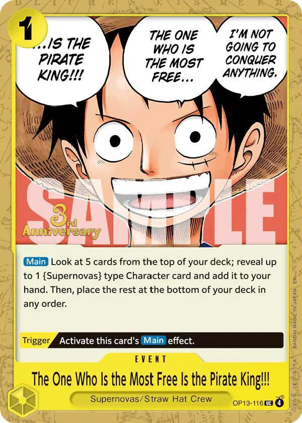 The One Who Is the Most Free Is the Pirate King!!! - OP13-116 - Carrying On His Will: 3rd Anniversary Tournament Cards