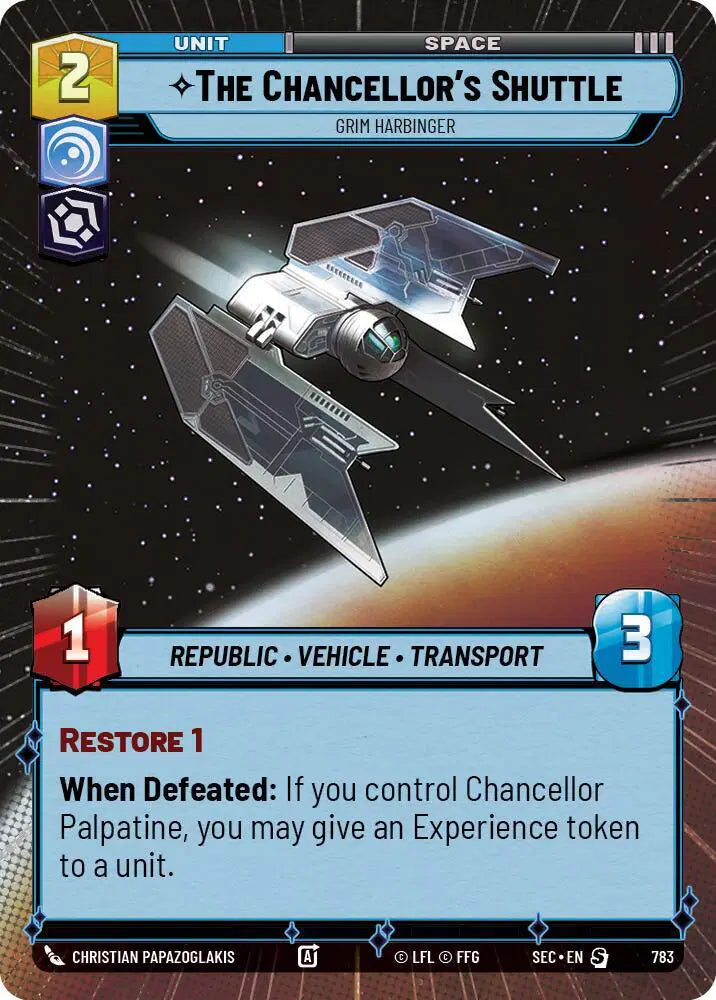 The Chancellor's Shuttle - Grim Harbinger (Hyperspace Foil) - SEC-783 - Secrets of Power