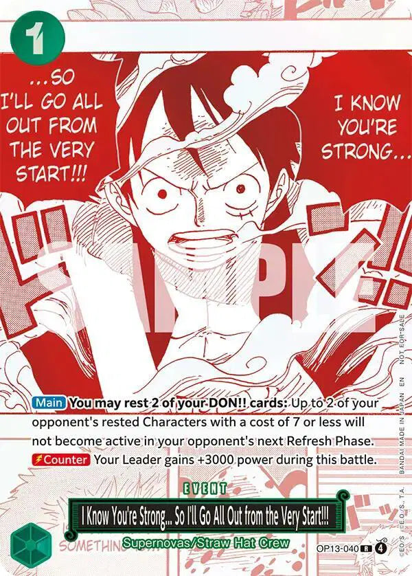 I Know You're Strong... So I'll Go All Out from the Very Start!!! (3rd Anniversary Treasure Campaign Pack) - OP13-040 - One Piece Promotion Cards
